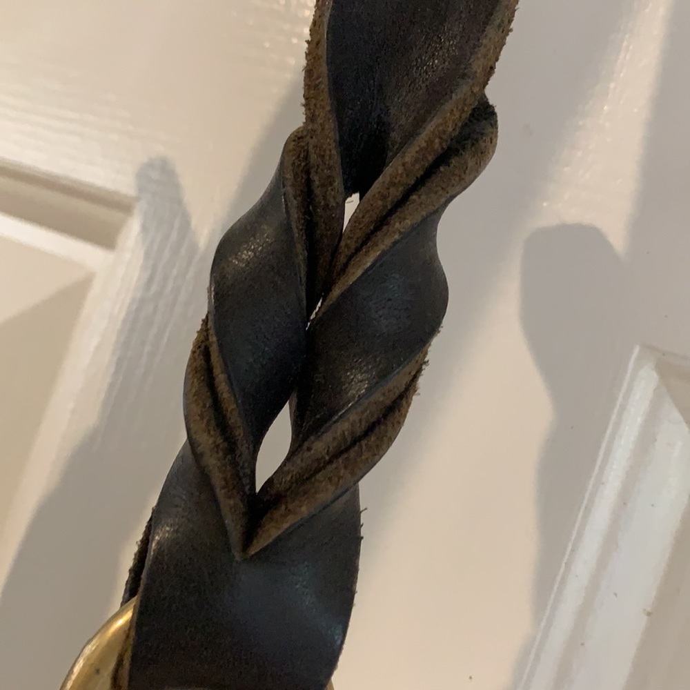 Black leather leash approx. 6’ x 1” Hand Braided - Picture 6 of 8